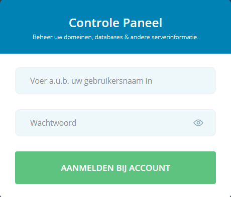Lientje Hosting Controle Paneel Login
